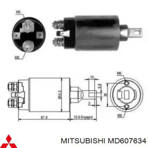 Втягивающее реле стартера MD607634 Mitsubishi