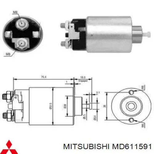 MD611591 Mitsubishi реле втягивающее стартера