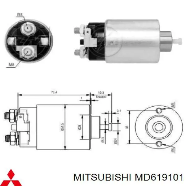 MD619101 Mitsubishi реле втягивающее стартера