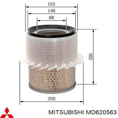 Элемент воздушного фильтра Mitsubishi MD620563 цена, от 9.50 USD