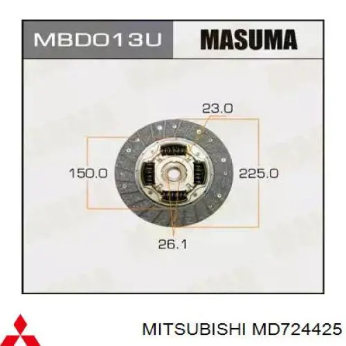 MD724425 Mitsubishi disco de embraiagem
