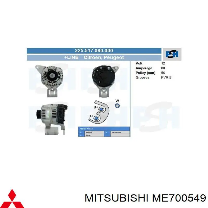 Купить ME700549 Mitsubishi Подшипники генератора