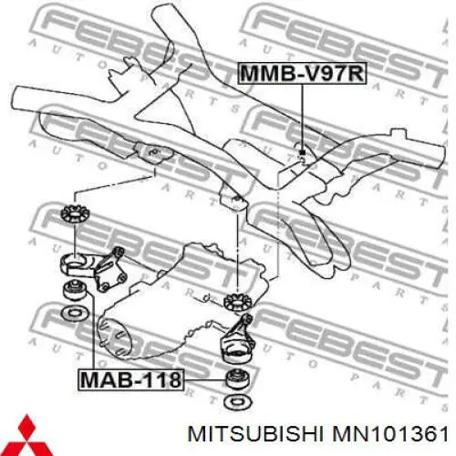 MN101361 Mitsubishi кронштейн (траверса заднего редуктора левая)