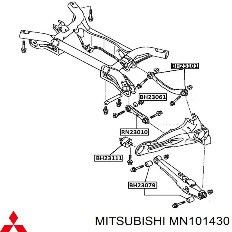 MN101430 Mitsubishi Сайлентблоки продольных рычагов передней подвески