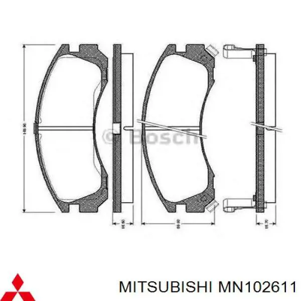 MN102611 Mitsubishi колодки тормозные передние дисковые
