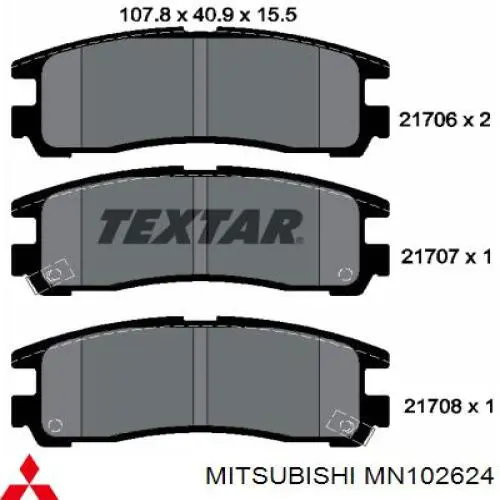 Pastillas de freno traseras MN102624 Mitsubishi