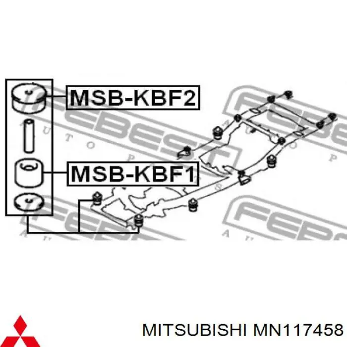 MN117458 Mitsubishi coxim de chassi (de fixação de carroçaria)