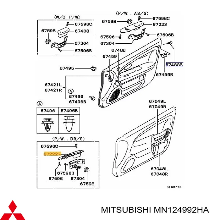 MN124992HA Mitsubishi painel (placa sobreposta de bloco de controlo de elevador de vidro dianteiro esquerdo)