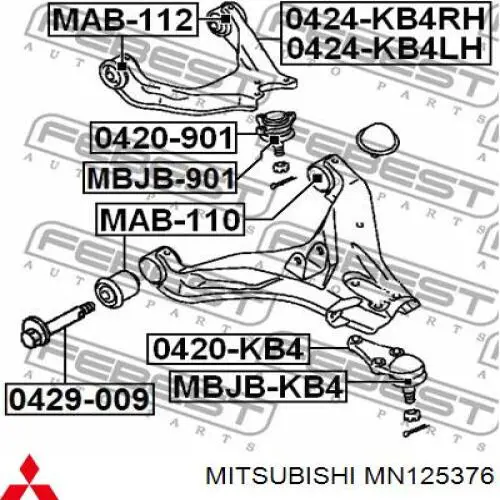 0429009KIT Febest Болт крепления переднего рычага, нижнего