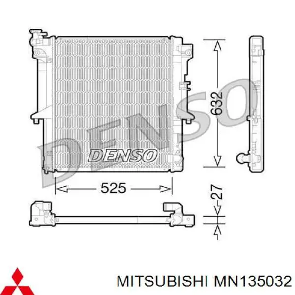 Radiador refrigeración del motor MN135032 Mitsubishi