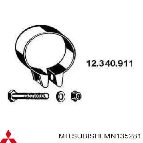 Abrazadera de silenciador delantera MN135281 Mitsubishi