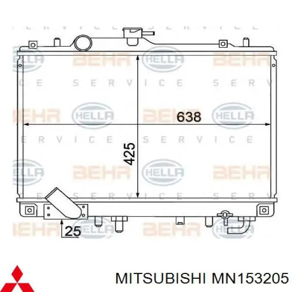 Радиатор MN153205 Mitsubishi