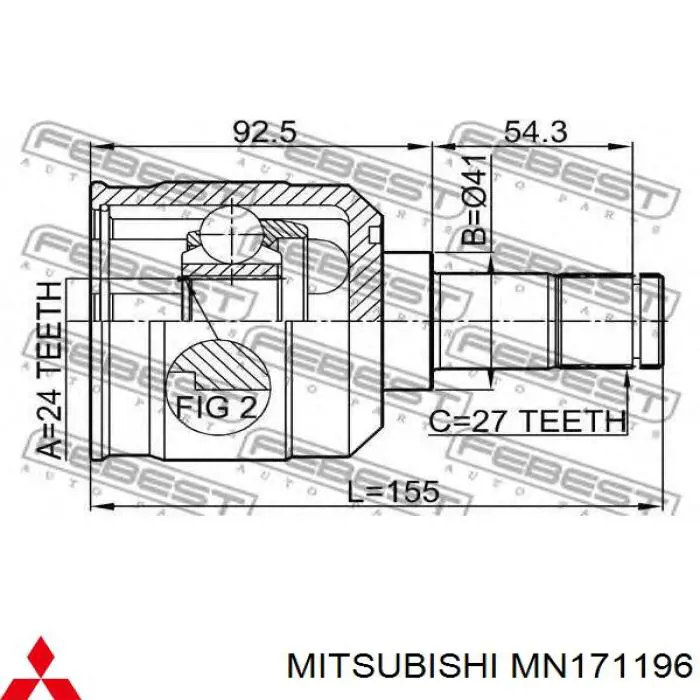 ШРУС внутренний передний Mitsubishi MN171196