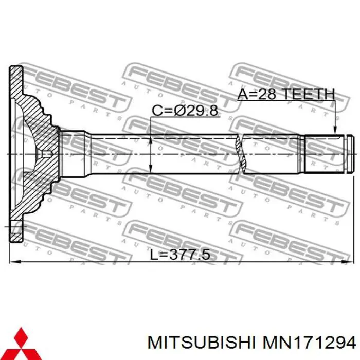 Вал привода полуоси промежуточный на Mitsubishi L 200 KA_T, KB_T
