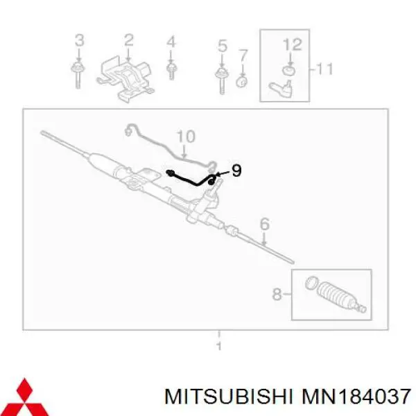 MN184037 Mitsubishi шланг гур высокого давления от насоса до рейки (механизма)