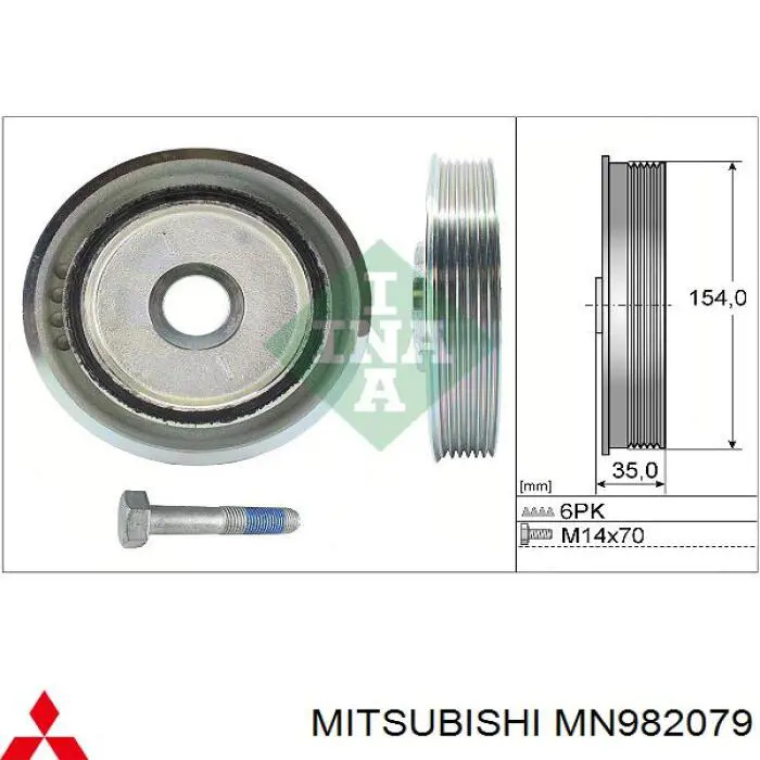 Polea, cigüeñal MN982079 Mitsubishi