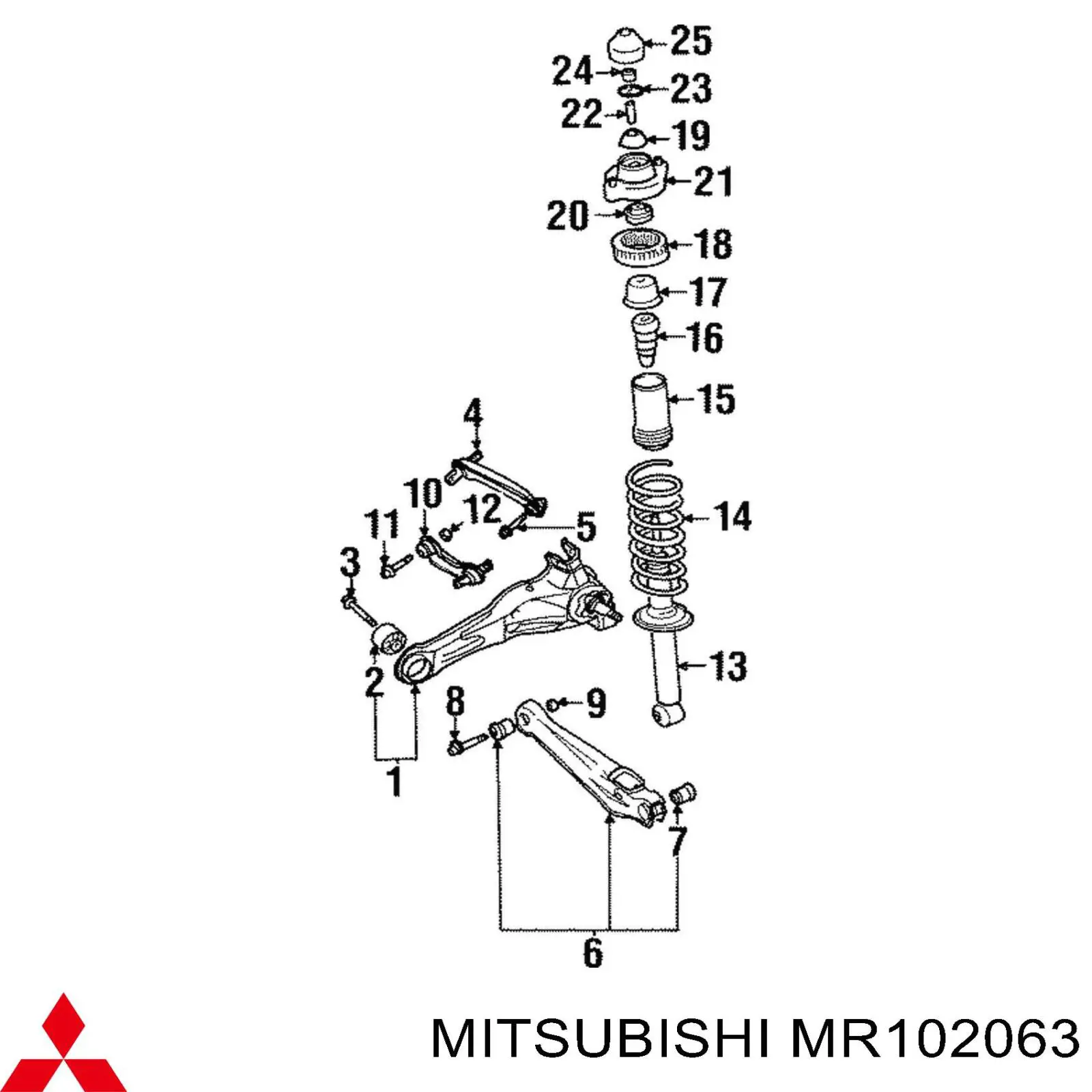 Передний сайлентблок заднего продольного рычага Mitsubishi MR102063