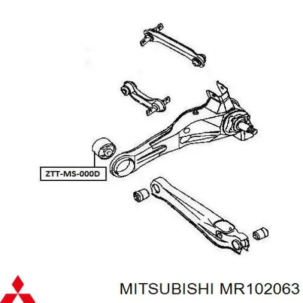 Купить MR102063 Mitsubishi Сайлентблок заднего продольного рычага передний