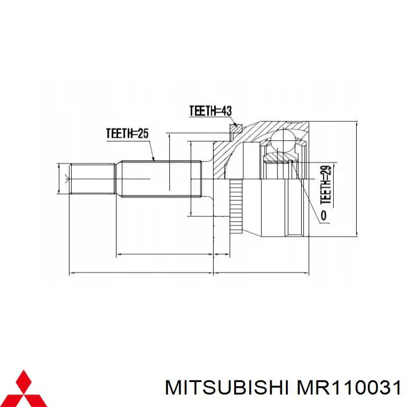 MR110031 Mitsubishi Полуось передняя левая