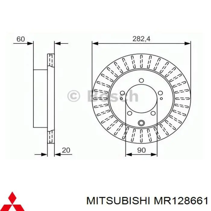 Задний дисковый тормоз Mitsubishi MR128661