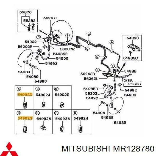 Скоба тормозной трубки MR128780 Mitsubishi