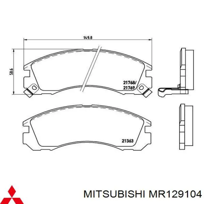 MR129104 Mitsubishi передние тормозные колодки