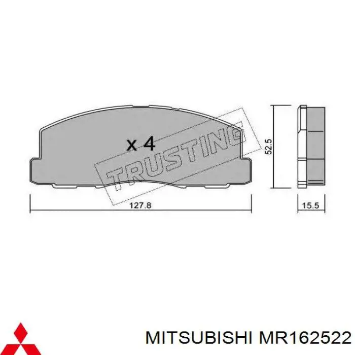 Колодки Mitsubishi MR162522 цена, от 12.74 USD