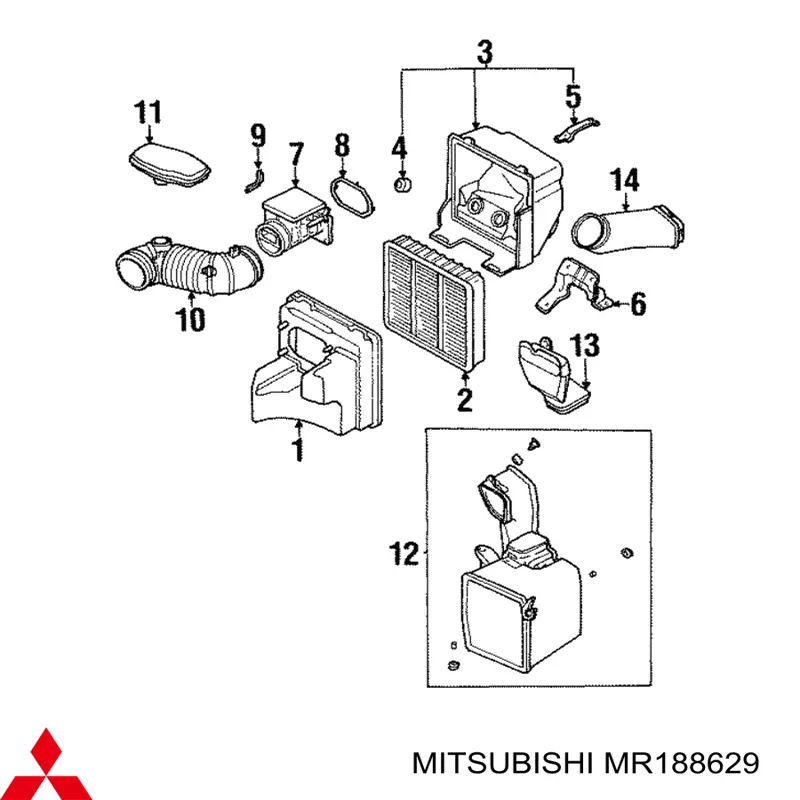 MR188629 Mitsubishi Воздухозаборник воздушного фильтра