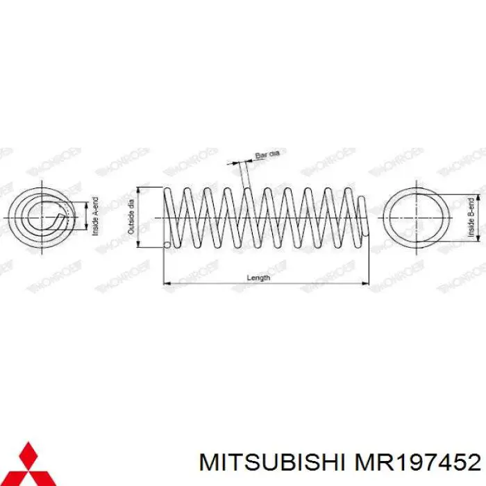 Передняя пружина MR197452 Mitsubishi