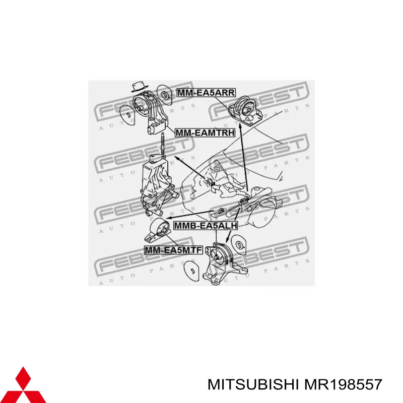 Купить MR198557 Mitsubishi Левая подушка двигателя