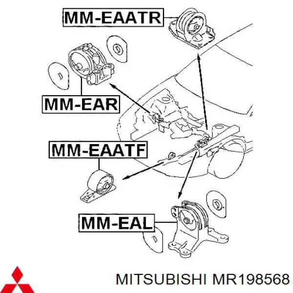 Задняя опора двигателя MR198568 Mitsubishi