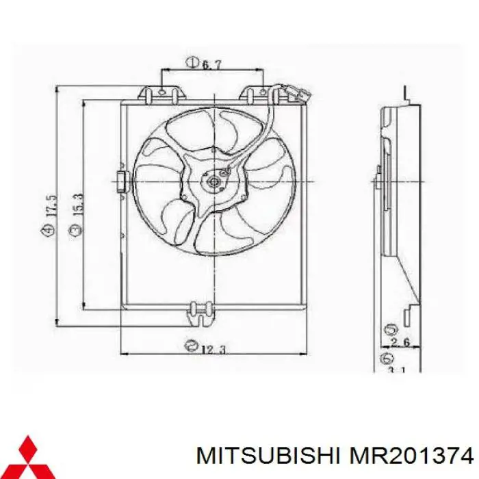 Диффузор радиатора кондиционера, в сборе с крыльчаткой и мотором на Mitsubishi Lancer VI 