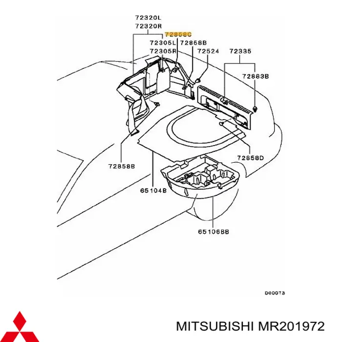 Пистон (клип) крепления обшивки крышки багажника MR201972 Mitsubishi