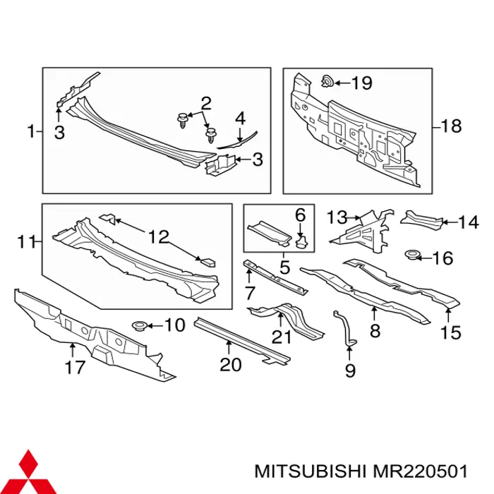 Пистон (клип) крепления подкрылка переднего крыла Mitsubishi MR220501