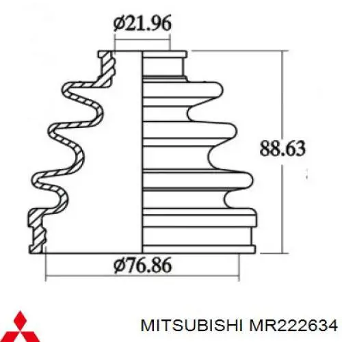 MR222634 Mitsubishi пыльник шруса передней полуоси наружный