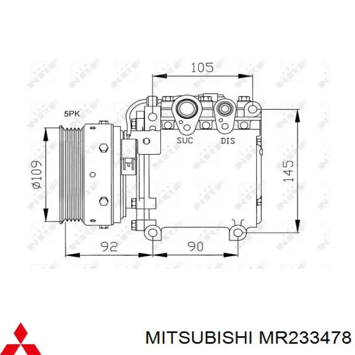 MR233478 Mitsubishi компрессор кондиционера
