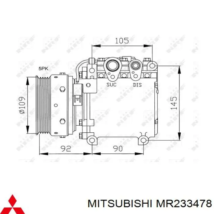 Компрессор кондиционера MR233478 Mitsubishi