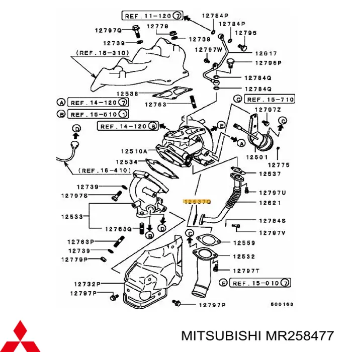 Прокладка шланга отвода масла от турбины MR258477 Mitsubishi