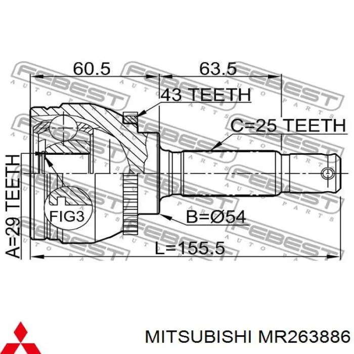ШРУС наружный передний MR263886 Mitsubishi