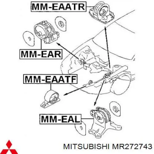 Подушка (опора) двигателя левая Mitsubishi MR272743