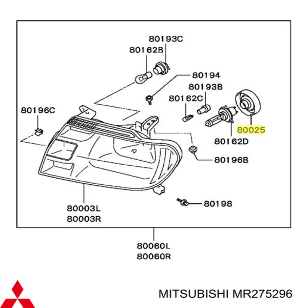 Крышка фары задняя MR275296 Mitsubishi