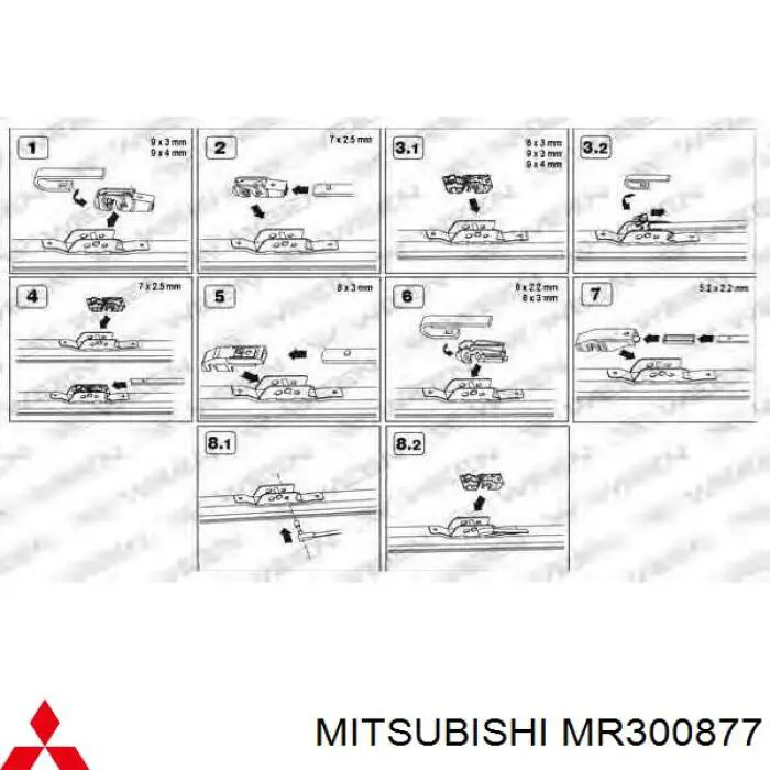 Limpiaparabrisas de luna delantera copiloto MR300877 Mitsubishi