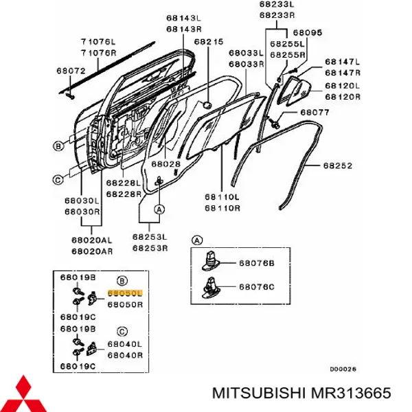 Gozno da porta traseira esquerda para Mitsubishi Lancer (CSA)