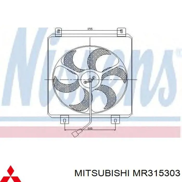 MR315303 Mitsubishi диффузор радиатора кондиционера, в сборе с крыльчаткой и мотором