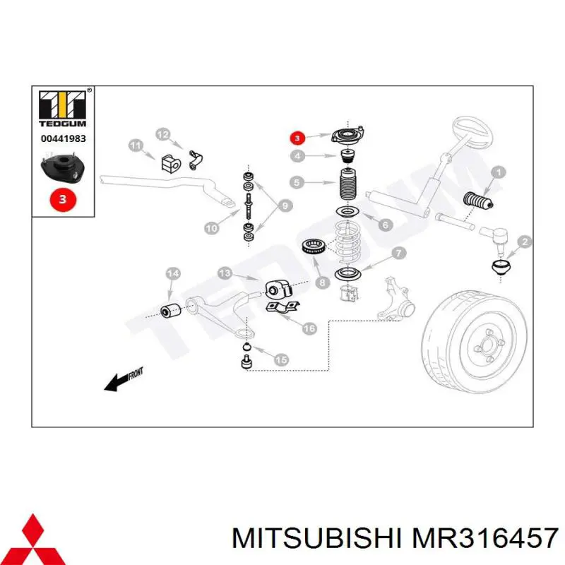 Купить MR316457 Mitsubishi Опора переднего амортизатора