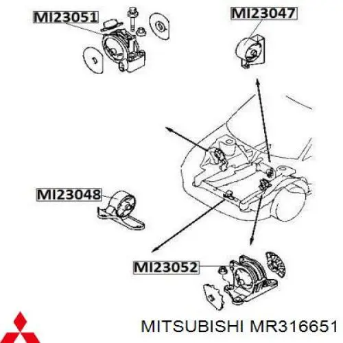 Задняя опора двигателя Mitsubishi MR316651 цена, от 13.91 USD
