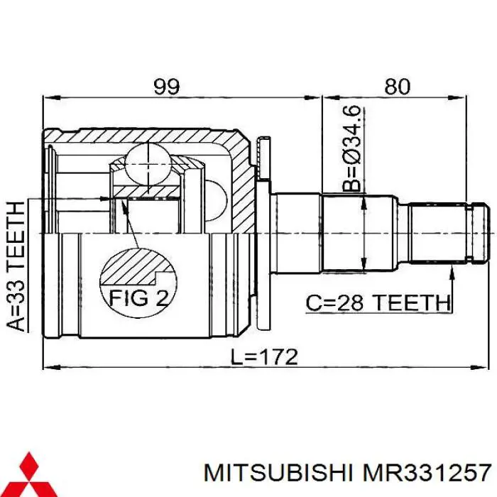 Купить MR331257 Mitsubishi Привод в сборе левый