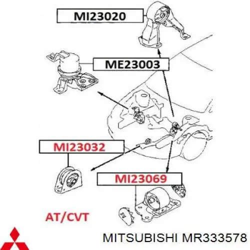 MR333578 Mitsubishi подушка (опора двигателя левая передняя)