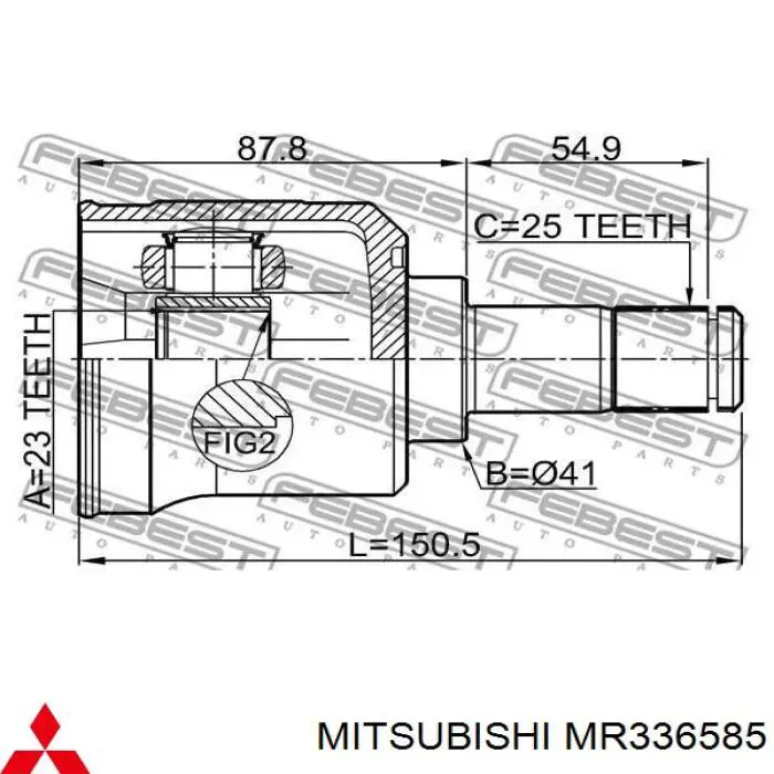 MR336585 Mitsubishi шрус внутренний передний