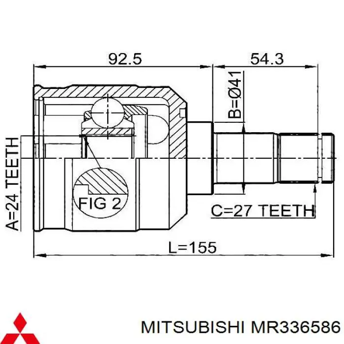 MR336586 Mitsubishi шрус внутренний передний